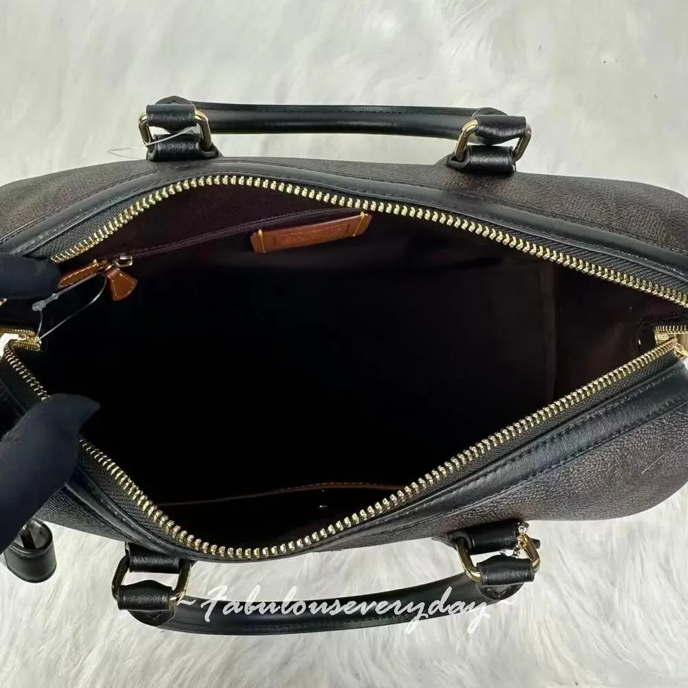 Coach Rowan Large Satchel Bag In Signature Canvas CEY74 Gold/Walnut /Black NWT